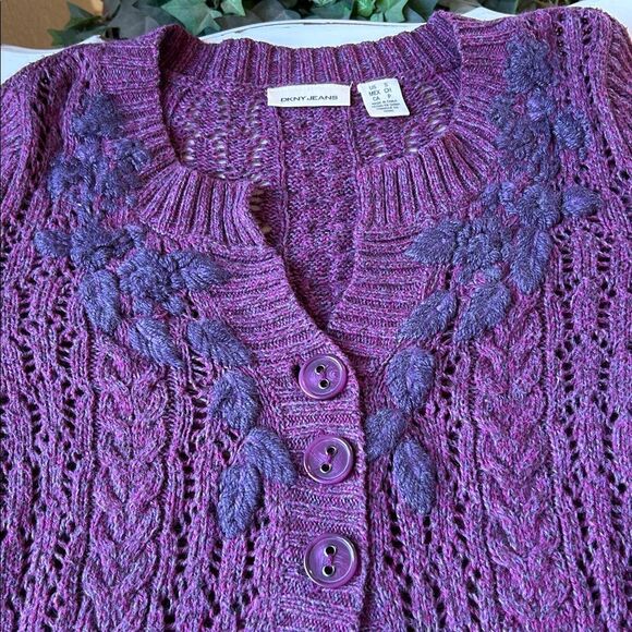 DKNY Plum Button-Up Cardigan - Picture 7 of 9